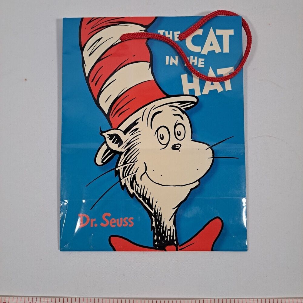 Cat in the Hat Gift Bag Small Hallmark Dr Seuss Blue White Red Colorful